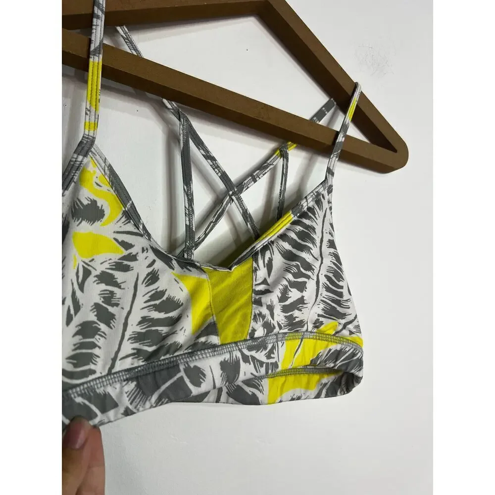 Alo Yoga Goddess Bra in Grey, White and Yellow Size Small